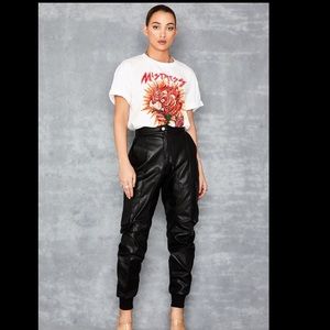 Mistress Rocks black Faux leather cargo pants, Size S